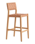 30" Brown Solid Wood Low Back Outdoor Bar Height Chair