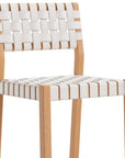 30" White Solid Wood Low Back Outdoor Bar Height Chair