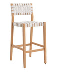 30" White Solid Wood Low Back Outdoor Bar Height Chair