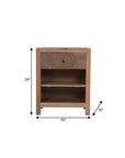 30" Natural Solid Wood Square Live Edge One Drawer Nightstand