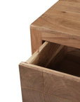 30" Natural Solid Wood Square Live Edge One Drawer Nightstand