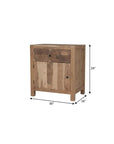 30" Natural Solid Wood Live Edge One Drawer Nightstand