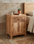 30" Natural Solid Wood Live Edge One Drawer Nightstand