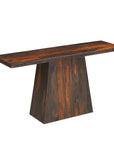 57" Mahogany and Dark Brown Solid Wood Pedestal Console Table