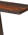 57" Mahogany and Dark Brown Solid Wood Pedestal Console Table