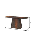 57" Mahogany and Dark Brown Solid Wood Pedestal Console Table