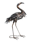 27" Copper And Silver Metal Flamingo Garden Accents Accessories