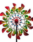 78" Red Green And Yellow Metal Windmill