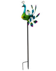 67" Blue And Green Metal LED lights Birds Windmill