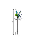67" Blue And Green Metal LED lights Birds Windmill