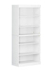 72" White Solid Wood Adjustable Six Tier Library Bookcase
