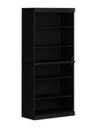 72" Black Solid Wood Adjustable Six Tier Library Bookcase