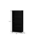 72" Black Solid Wood Adjustable Six Tier Library Bookcase