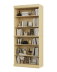 72" Yellow Solid Wood Adjustable Six Tier Library Bookcase