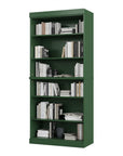 72" Green Solid Wood Adjustable Six Tier Library Bookcase