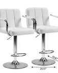 Set of Two Black And Silver Faux Leather And Aluminum Adjustable Height Swivel Bar Chairs