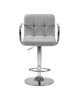 Set of Two Black And Silver Faux Leather And Aluminum Adjustable Height Swivel Bar Chairs