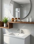 47" Oak Solid Wood Wall Mounted Floating Shelf