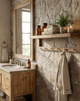 36" Brown Solid Wood Wall Mounted Floating Shelf