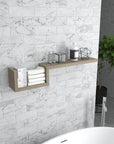 47" Oak Solid Wood Wall Mounted Floating Shelf