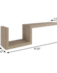 47" Oak Solid Wood Wall Mounted Floating Shelf