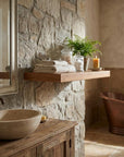 24" Brown Solid Wood Wall Mounted Floating Shelf