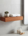 12" Brown Solid Wood Wall Mounted Floating Shelf