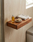 12" Brown Solid Wood Wall Mounted Floating Shelf