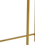 29" Clear and Gold Glass and Iron Half Circle Three Leg Console Table
