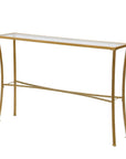 48" Clear and Antiqued Gold Glass and Iron Console Table