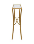48" Clear and Antiqued Gold Glass and Iron Console Table
