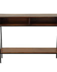 42" Chestnut and Black Solid Wood and Iron Console Table With Shelf