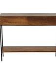 42" Chestnut and Black Solid Wood and Iron Console Table With Shelf