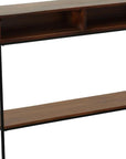 42" Chestnut and Black Solid Wood and Iron Console Table With Shelf