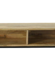 42" Natural and Black Solid Wood and Iron Console Table With Shelf