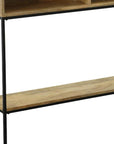 42" Natural and Black Solid Wood and Iron Console Table With Shelf