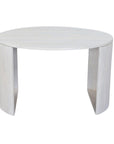 Set Of Two White Solid Wood Round Solid Nested Coffee Tables