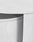 Set Of Two White Solid Wood Round Solid Nested Coffee Tables