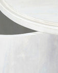 Set Of Two White Solid Wood Round Solid Nested Coffee Tables