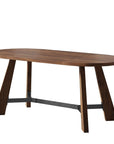 71" Brown and Black Wood Trestle Base Oval Dining Table