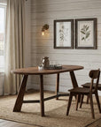71" Brown and Black Wood Trestle Base Oval Dining Table