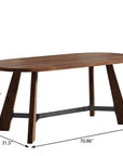 71" Brown and Black Wood Trestle Base Oval Dining Table