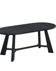 71" Brown and Black Wood Trestle Base Oval Dining Table