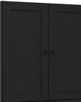 36" Black Solid Wood Adjustable Three Tier Library Bookcase with Two Doors