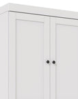 72" White Solid Wood Adjustable Six Tier Library Bookcase with Four Doors