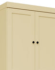 72" Yellow Solid Wood Adjustable Six Tier Library Bookcase with Four Doors