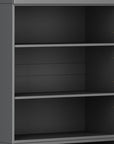 72" Gray Solid Wood Adjustable Six Tier Library Bookcase with Two Doors