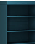 72" Teal Blue Solid Wood Adjustable Six Tier Library Bookcase with Two Doors