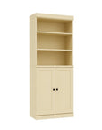 72" Yellow Solid Wood Adjustable Six Tier Library Bookcase with Two Doors