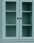 72" Aqua Solid Wood Adjustable Six Tier Library Bookcase with Two Doors